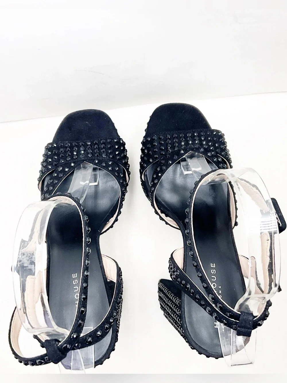 {Hill House Home} Rhinestone Studded Ankle Strap Party Platform Heels